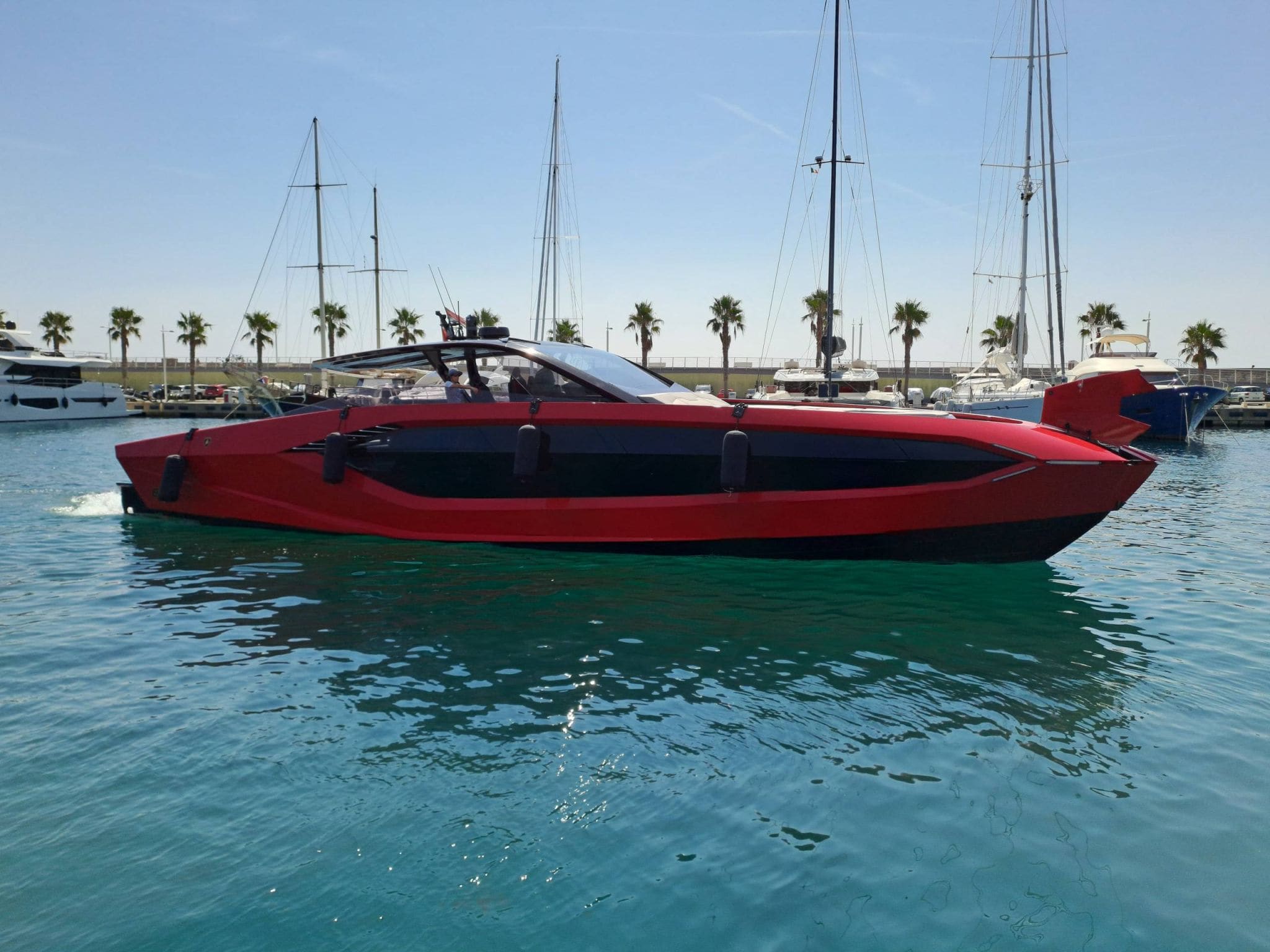 Tecnomar for Lamborghini 63 M/Y Valkyrie moored in a marina