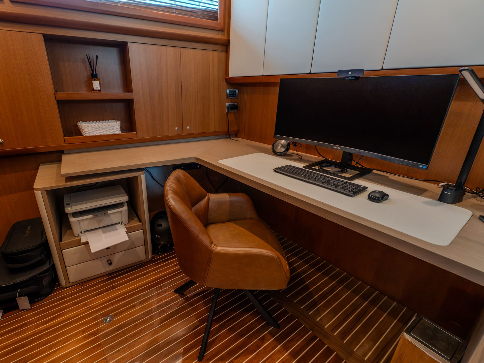 Mochi Craft Dolphin 74 Contango, ship's office off the accommodation corridor
